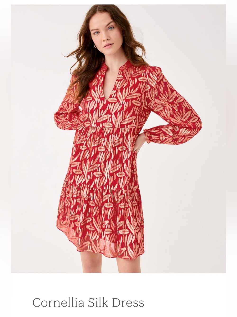 Lilly Pulitzer Cornelia Silk Dress - Red Leaf Print